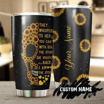 Custom Name Gift For Mom, Skull Whisper I Am The Storm Personalized Stainless Steel 20oz Tumbler, Tumbler skull Birthday Gift Christmas Gift For Her Mother's Day - Thegiftio UK