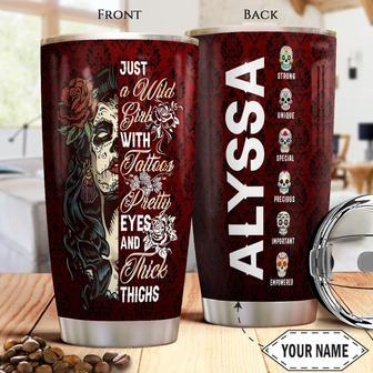 Skull Wild Girl Personalized Stainless Steel Tumbler - Thegiftio UK