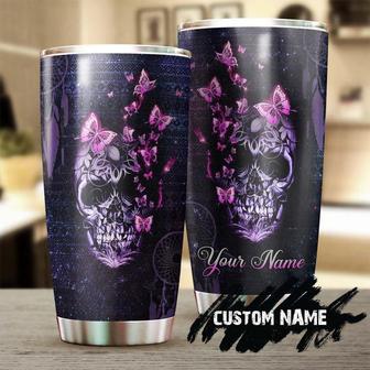 Gift For Mom Grandma Wife, Skull With Butterfly Mandala Fairy Purple Personalized Stainless Steel 20oz Tumbler skull Birthday Gift Christmas Gift Mother'S Day Gift - Thegiftio UK
