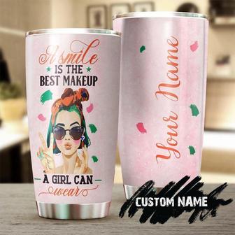 Smile The Best Make Up A Girl Can Wear Personalized Tumblermake Up Tumblerbirthday Christmas Mother'S Day Gift For Her For Make Up Artist - Thegiftio UK