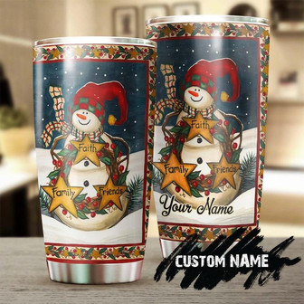 Snowman Faith Family Friends Personalized Tumblerchristmas Tumblerchristmas Gift For Catholic Christian For Her For Him Gift For Kids - Thegiftio