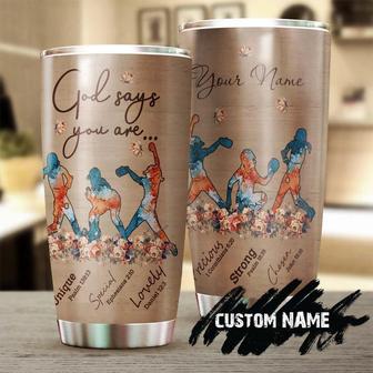Gift For Him For Her, Softball Stainless Steel Tumbler 20oz, Faith God Says You Are Unique Lovely Personalized Tumbler Jesus Gift Birthday Christmas Gift For Jesus Lover Catholic Christians - Thegiftio