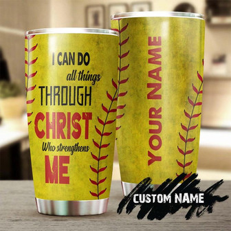 Softball Faith I Can Do All Things Christ Strengthen Me Personalized Tumblerbirthday Christmas Gift For Jesus Lover Catholic Christians - Thegiftio UK