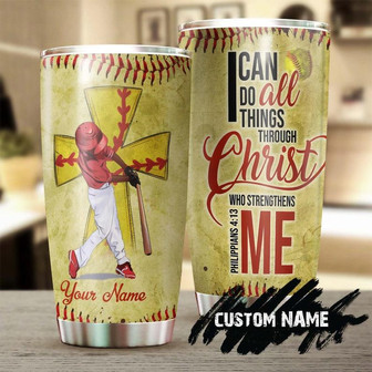 Softball Faith I Can Do All Things Christ Strengthen Me Personalized Tumblerbirthday Christmas Gift For Jesus Lover Catholic Christians - Thegiftio