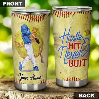 Softball Mom And Daughter Hustle Hit Never Quit Personalized Tumblerbirthday Gift Christmas Gift Mother'S Day Gift For Softball Mom - Thegiftio UK