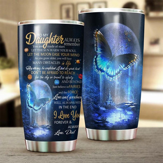 Sparkle Blue Butterfly Moonlight To My Daughter From Dad Tumblerbirthday Gift Christmas Gift For Butterfly Lover For Daughter - Thegiftio UK