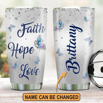 Special Personalized Butterfly Stainless Steel Tumbler Faith Hope Love - Thegiftio UK