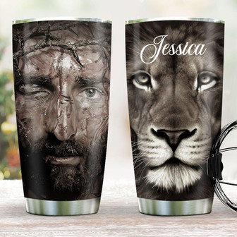 Special Personalized God And Lion Stainless Steel Tumbler - Thegiftio UK