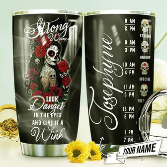 Strong Woman Personalized Skull Stainless Steel Tumbler - Thegiftio UK