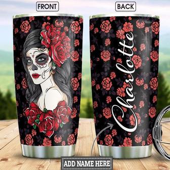 Sugar Skull Girl Personalized Stainless Steel Tumbler - Thegiftio UK