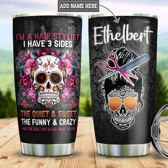 Sugar Skull Hairstylist Personalized Stainless Steel Tumbler - Thegiftio
