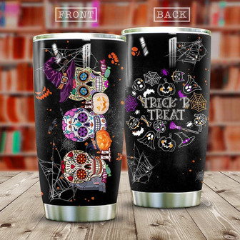Sugar Skull Halloween Stainless Steel Tumbler - Thegiftio UK