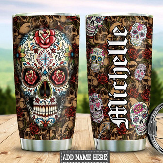 Sugar Skull Personalized Stainless Steel Tumbler - Thegiftio UK