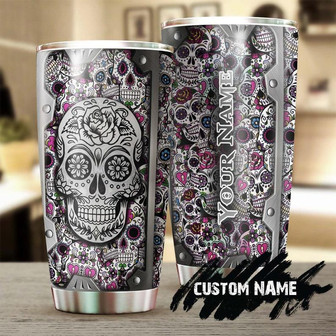 Sugar Skull Pink Metal Style Personalized Tumblerskull Tumblerskull Birthday Gift Christmas Gift Mother'S Day Gift - Thegiftio