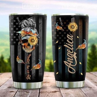 Sugar Skull Sunflower Personalized Stainless Steel Tumbler - Thegiftio