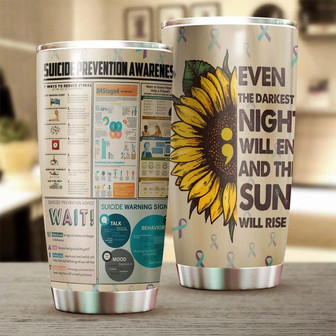 Suicide Prevention Sunflowers Stainless Steel Tumbler Sunflower Tumbler Gift For Sunflower Lover Sunflower Presentgift For Her - Thegiftio UK