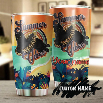 Summer Vibes Funny Black Cat Relaxing Personalized Tumblerfancy Cat Tumbler Gift For Cat Mom Cat Dad Gift For Cat Lovercat Day Gift - Thegiftio