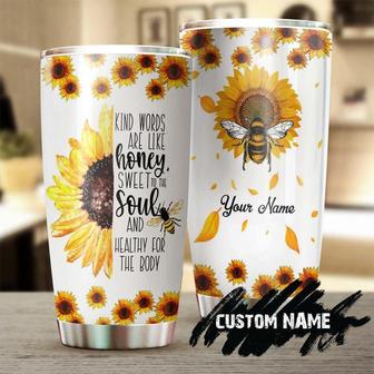 Sunflower Bee Kind Words Are Like Honey Sweet Personalized Tumblersunflower Tumblergift For Sunflower Lovergift For Hergift For Friend - Thegiftio UK