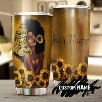 Sunflower Black Woman Beautiful Strong Fearless Artistic Personalized Tumblergift For Sunflower Loversunflower Presentgift For Her - Thegiftio UK