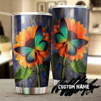 Sunflower Butterfly Art Style Personalized Tumblergift For Sunflower Lover Sunflower Presentgift For Her For Him Gift For Mom - Thegiftio UK