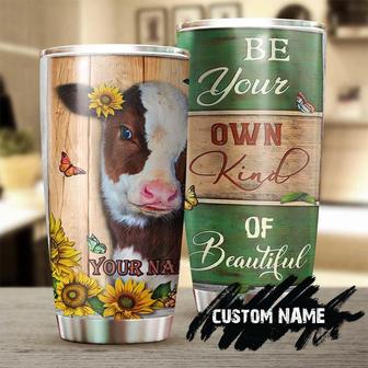 Sunflower Cow Be Your Own Kind Of Beautiful Personalized Tumblersunflower Tumblergift For Sunflower Lover Cow Lovergift For Her For Mom - Thegiftio UK