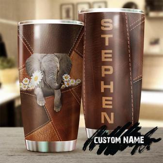 Sunflower Elephant Leather Style Personalized Tumblersunflower Tumbler Elephant Lover Giftsunflower Presentgift For Hergift For Friend - Thegiftio UK
