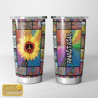 Sunflower Hippie Personalized Tumbler - Thegiftio UK
