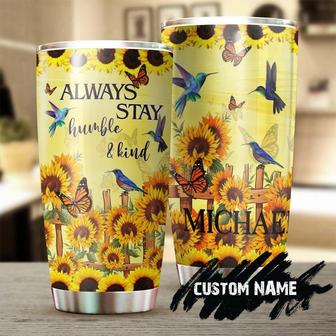 Sunflower Hummingbird Butterfly Stay Humble Kind Personalized Tumblersunflower Tumbler Sunflower Lover Giftgift For Hergift For Friend - Thegiftio UK