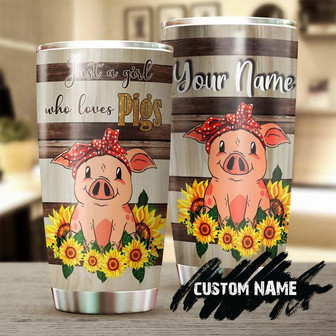 Custom Gift For gift For Friend, Sunflower Just A Girl Who Loves Pig Personalized Stainless Steel 20oz Tumbler sunflower Tumbler gift For Pig Lover sunflower Present gift For Her - Thegiftio UK