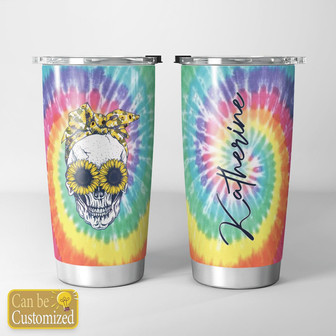 Sunflower Skull Personalized Tumbler - Thegiftio UK