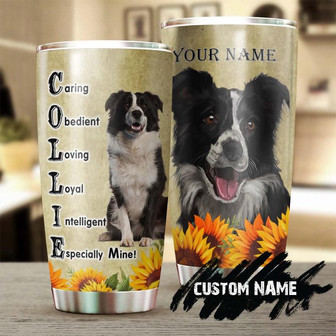 Sunflower Smiling Cute Collie Dog Personalized Tumblersunflower Tumblergift For Dog Loverdog Mom Dog Dad Giftborder Collie Lover Gift - Thegiftio UK