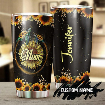 Sunflower Turtle Mom Turtle Baby Personalized Tumblersunflower Tumblergift Turtle Lovermother'S Day Presentgift For Hergift For Mom - Thegiftio UK