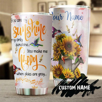 Sunflower You Are My Sunshine Hummingbird Steel Tumbler Sunflower Tumbler Gift For Sunflower Lover Hummingbird Presentgift For Her - Thegiftio UK