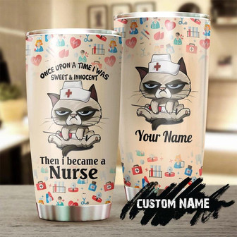 Custom gift For Nurse, Sweet And Innocent Nurse Cat Lover Personalized Stainless Steel 20oz Tumbler funny Nurse Tumbler appreciation Nurse Gift nurse Thank You Gift - Thegiftio