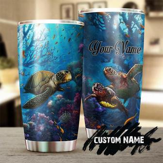 Swimming Sea Turtles Under The Sea Fancy Personalized Tumblerturtle Presentunique Tumblerbirthday Christmas Gift For Turtle Lover - Thegiftio UK