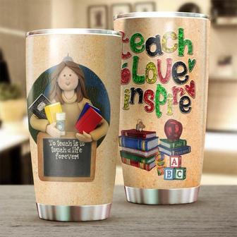 Teach Love Inspire Clay Style Tumbler Teacher Gift Appreciation Gift Teacher Thank You Gift Counselor Gift - Thegiftio UK