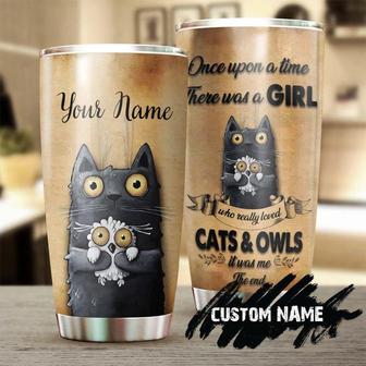 There Was A Girl Really Loved Cats And Owls Personalized Tumblercat Tumbler Gift For Cat Momgift For Owl Lover Cat Ladymother'S Day Gift - Thegiftio UK