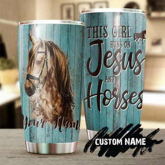 Gift For Jesus Lover, This Girl Runs On Jesus And Horses Personalized Stainless Steel 20oz Tumbler jesus Gift Birthday Christmas Catholic Christians - Thegiftio