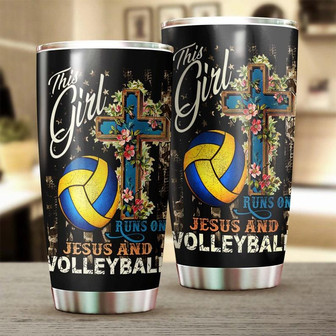 This Girl Runs On Jesus And Volleyball Tumblerjesus Gift Birthday Christmas Gift For Jesus Lover Catholic Christians - Thegiftio UK