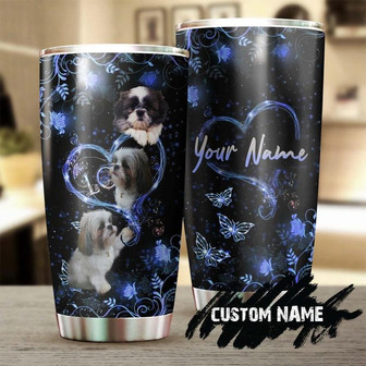 Custom Gift For Dog Mom, Shih Tzu Mom Stainless Steel 20oz Tumbler, Three Shih Tzu Heart Personalized Tumbler custom Dog Tumbler Mother's Day Gift For Gift For Shih Tzu Lover - Thegiftio UK