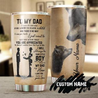 To Dad From Son Wolf My Dad My Hero Personalized Tumblerwolf Lover Tumblerbirthday Giftunique Gift For Dad From Sonfather'S Day Gift - Thegiftio UK