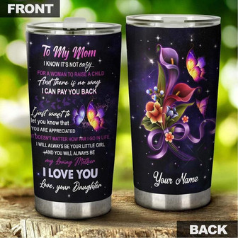 To My Mom From Daughter Roses Butterflyi Love You Personalized Tumblerbirthday Gift Christmas Gift For Butterfly Lover For Her - Thegiftio UK
