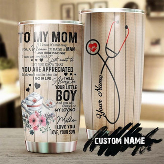 Gift For Nurse, Nurse Tumbler, To My Nurse Mom From Son Personalized Nurse Stainless Steel 20oz Tumbler, funny Nurse Appreciation Nurse Gift nurse Thank You Gift - Thegiftio