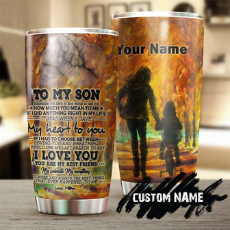To My Son Hand In Hand Mom Autumn I Love You Son Personalized Tumblerunique Meaningful Birthday Gift Christmas Gift Day For Son From Mom - Thegiftio UK