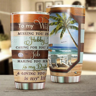 To My Wife Beach Turtle Missing You Is My Hobby Tumblerunique Tumblerbirthday Christmas Gift For Turtle Lover - Thegiftio UK