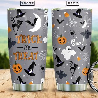 Trick Or Treat Funny Halloween Pattern Halloween Character Costumes Witch Boo Ghost Scary Pumpkin Trick Or Treat Halloween Stainless Steel Tumbler - Thegiftio UK