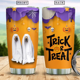 Trick Or Treat Ghost Dog Witch Boo Ghost Scary Pumpkin Trick Or Treat Halloween Stainless Steel Tumbler - Thegiftio UK