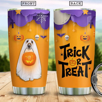 Trick Or Treat Ghost Dog Witch Boo Ghost Scary Pumpkin Trick Or Treat Halloween Stainless Steel Tumbler - Thegiftio