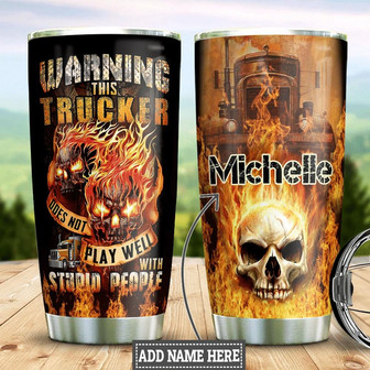 Truck Skull Personalized Stainless Steel Tumbler - Thegiftio UK
