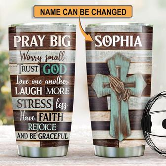 Trust God Love One Another Unique Personalized Cross Stainless Steel Tumbler - Thegiftio UK